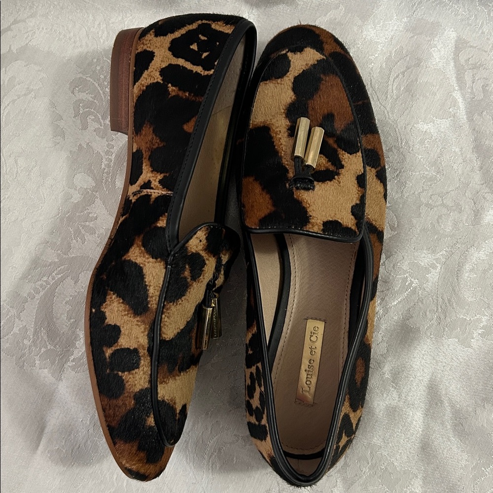 Louise et Cie blondell Leopard calf hair women’s Loafers with Tassels sz 7.5M/38 - Picture 10 of 16